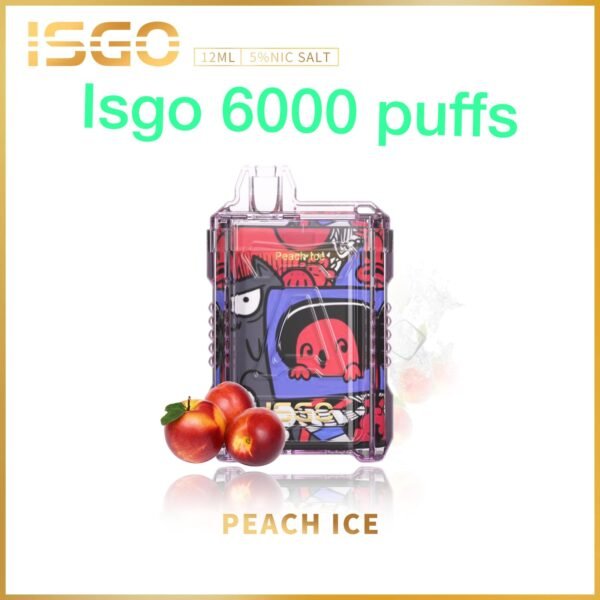 ISGO 6000 PUFFS DISPOSABLE VAPE IN UAE PEACH ICE