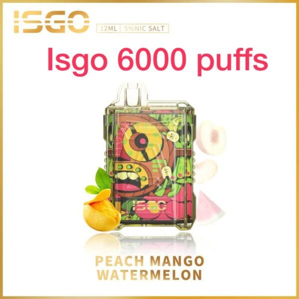 ISGO 6000 PUFFS DISPOSABLE VAPE IN UAE PEACH MANGOWATERMELON