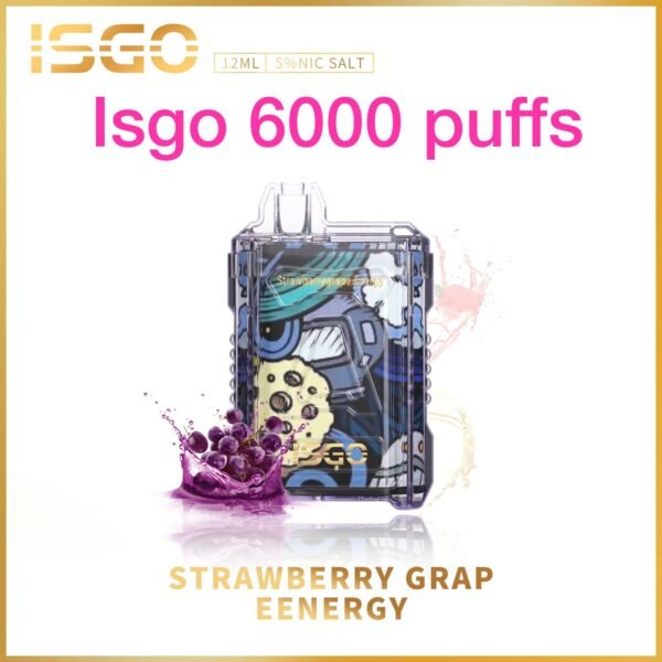 ISGO 6000 PUFFS DISPOSABLE VAPE IN UAE STRAWBERRY GRAP ENERGY