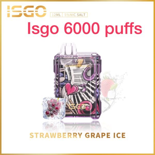 ISGO 6000 PUFFS DISPOSABLE VAPE IN UAE STRAWBERRY GRAP ICE