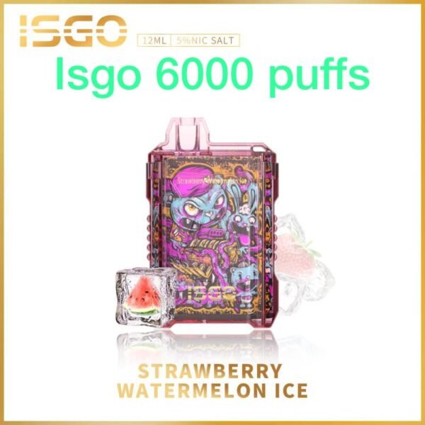 ISGO 6000 PUFFS DISPOSABLE VAPE IN UAE STRAWBERRY WATERMELON ICE