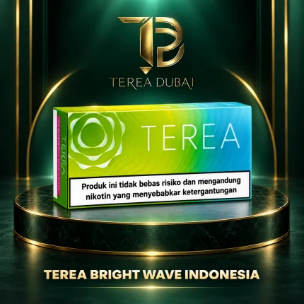 TEREA Bright Wave Indonesia carton with fresh green fruit and cooling menthol in Dubai UAE