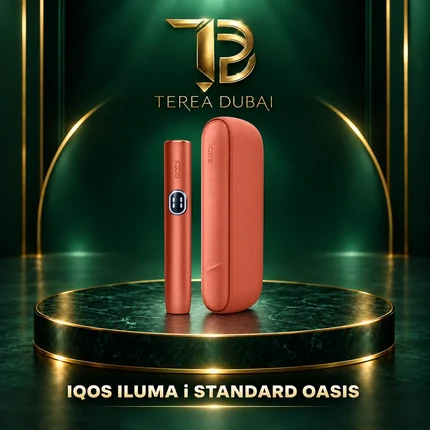 Oasis-colour IQOS ILUMA i Standard holder and pocket charger with TEREA Dubai branding