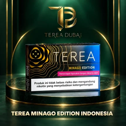 TEREA Minago Edition Indonesia carton with blue and black edition design, TEREA Dubai