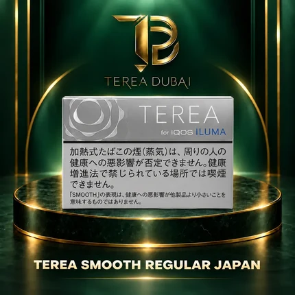 TEREA Smooth Regular Japan silver-grey tobacco sticks pack with TEREA Dubai logo