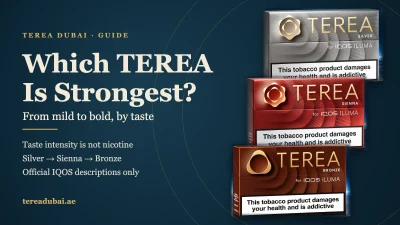 Which TEREA is strongest: Silver, Sienna and Bronze packs on a dark blue cover for the TEREA Dubai guide
