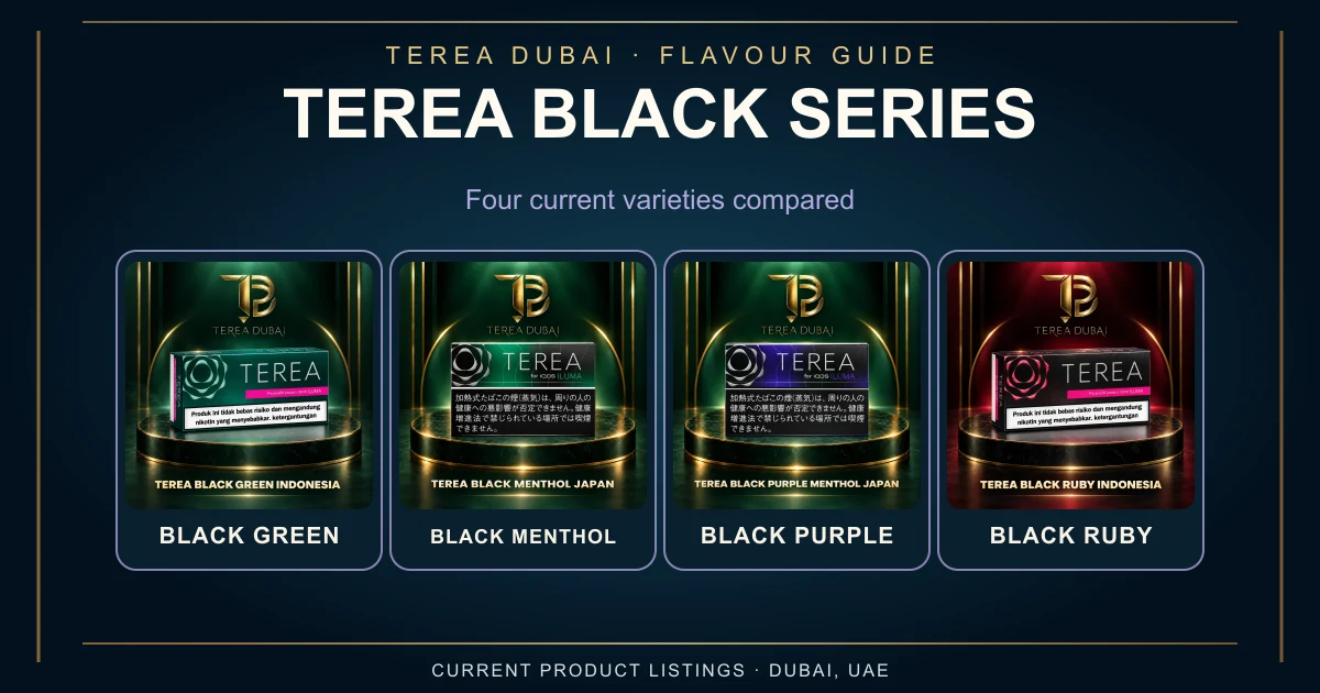 Four TEREA Black Series product listings from Japan and Indonesia