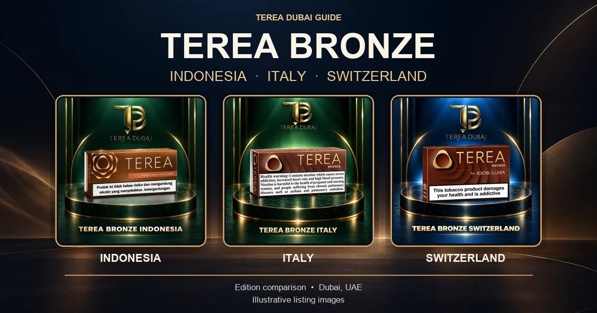 Illustrative TEREA Bronze Indonesia, Italy and Switzerland listings compared in Dubai