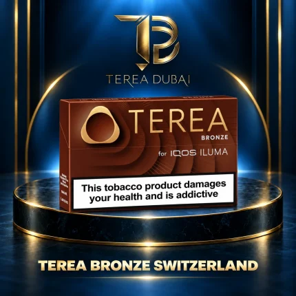 Illustrative TEREA Bronze Switzerland package graphic with health warning