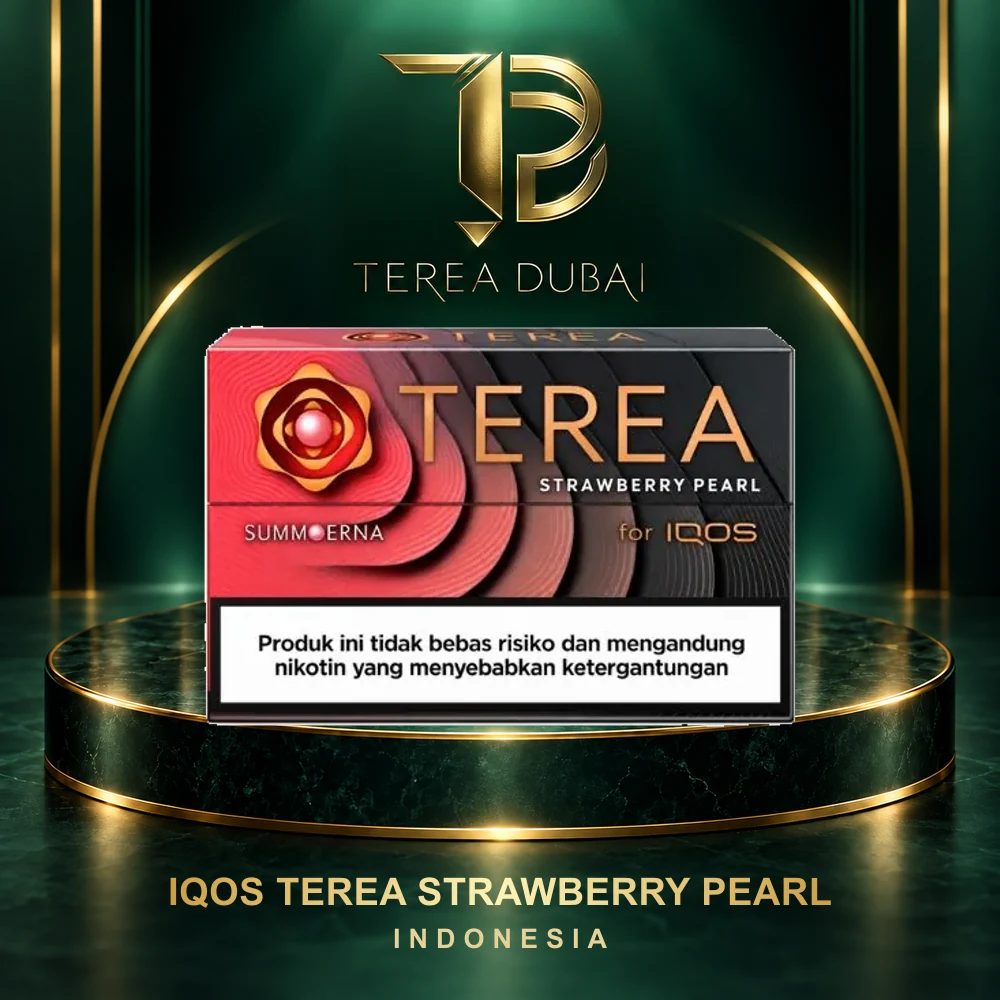 IQOS TEREA Strawberry Pearl Indonesia – 10-Pack Carton store frame TEREA Strawberry Pearl Indonesia pack front supplied by TEREA Dubai in a branded frame