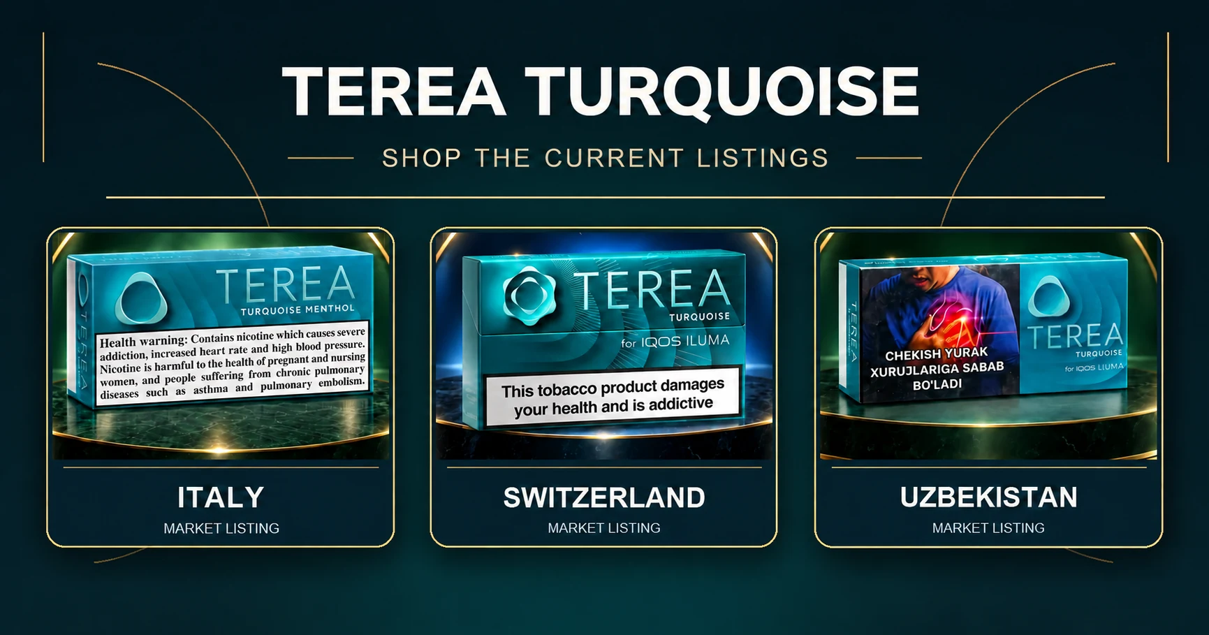 TEREA Turquoise Italy, Switzerland and Uzbekistan product listing artwork