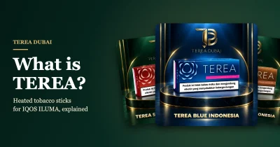 Packs of TEREA Sienna, Blue and Bronze Indonesia heated tobacco sticks for IQOS ILUMA, shown with the title What is TEREA